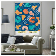 Hand Drawn Abstract Leaves Pattern Print Window Roman Shade